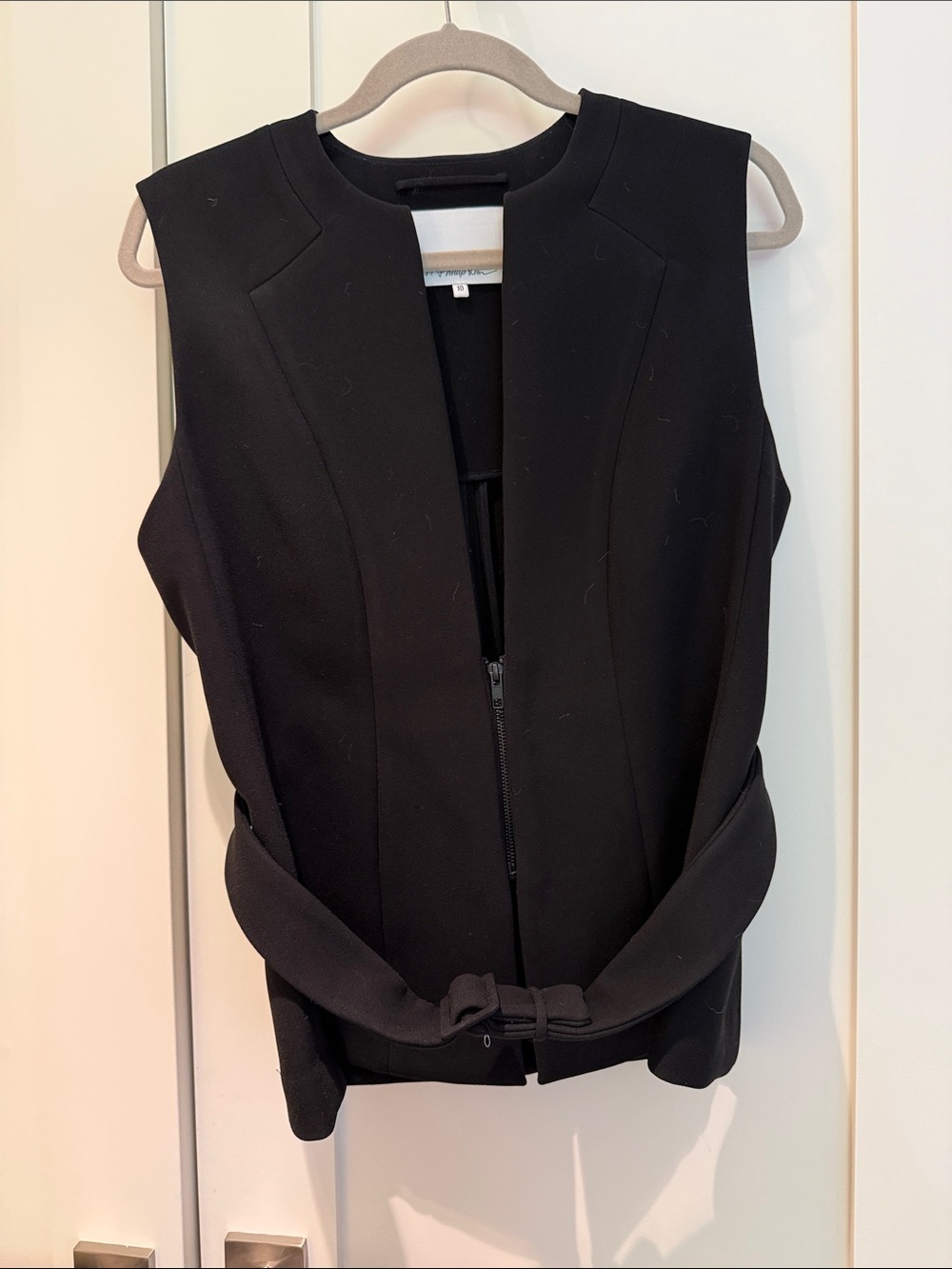 Phillip Lim Black Sleeveless Zip Front Vest with Waist Belt